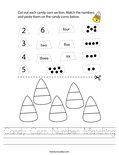 Candy Corn Number Matching Worksheet
