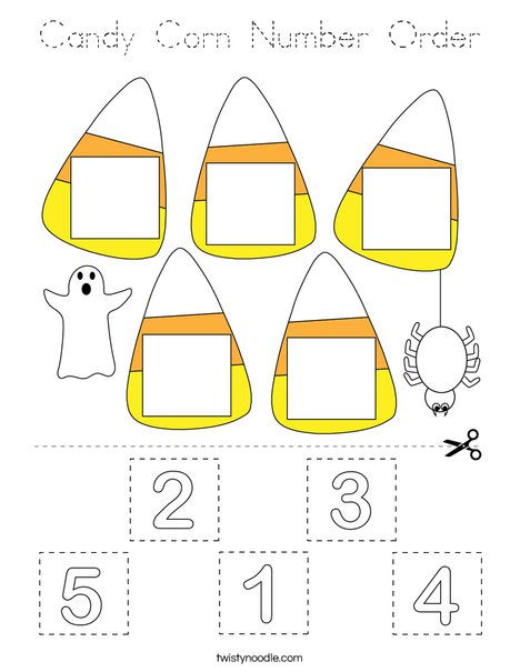 Candy Corn Number Order Coloring Page