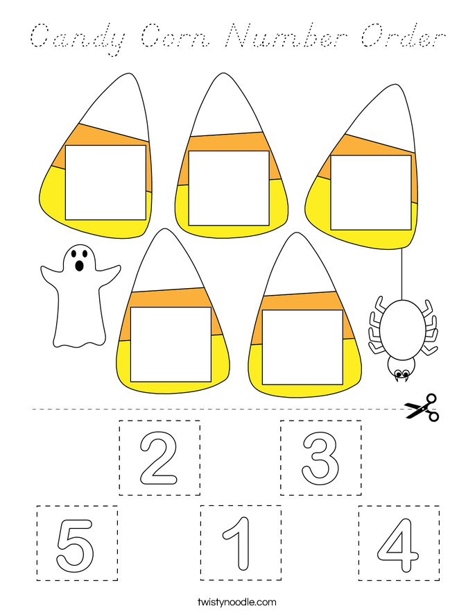 Candy Corn Number Order Coloring Page