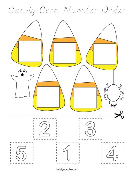 Candy Corn Number Order Coloring Page