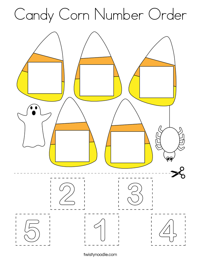 Candy Corn Number Order Coloring Page