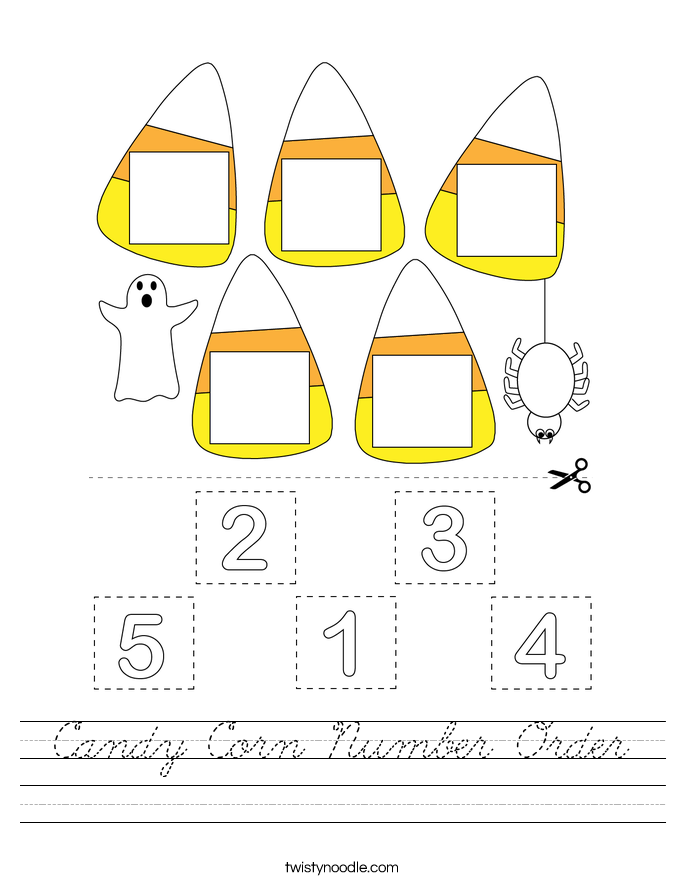 Candy Corn Number Order Worksheet