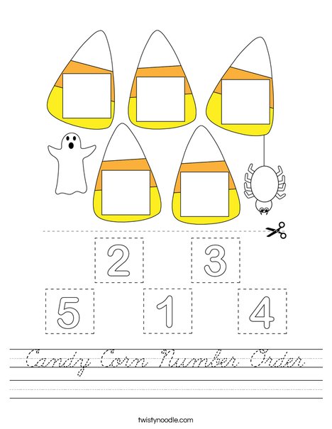 Candy Corn Number Order Worksheet