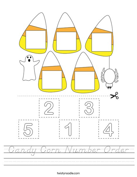 Candy Corn Number Order Worksheet
