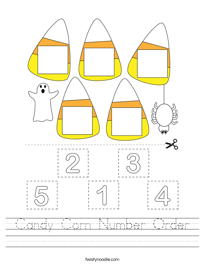 Candy Corn Number Order Worksheet