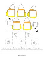 Candy Corn Number Order Handwriting Sheet