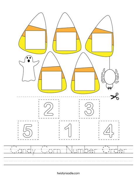 Candy Corn Number Order Worksheet