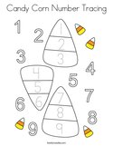 Candy Corn Number Tracing Coloring Page