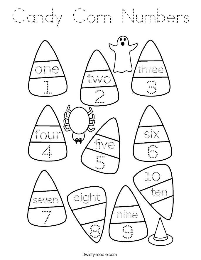 Candy Corn Numbers Coloring Page