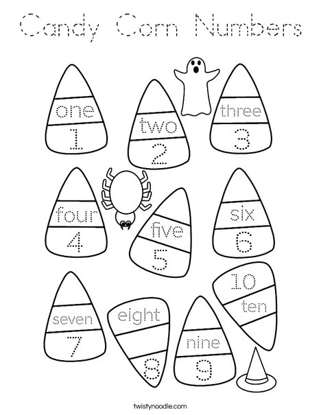 Candy Corn Numbers Coloring Page