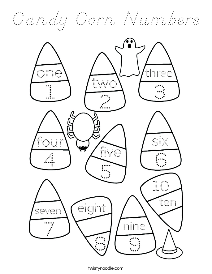 Candy Corn Numbers Coloring Page