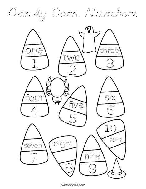 Candy Corn Numbers Coloring Page