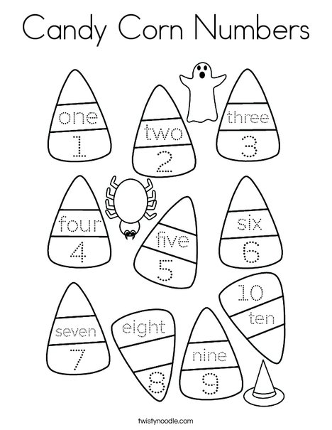 Candy Corn Numbers Coloring Page