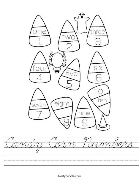 Candy Corn Numbers Worksheet