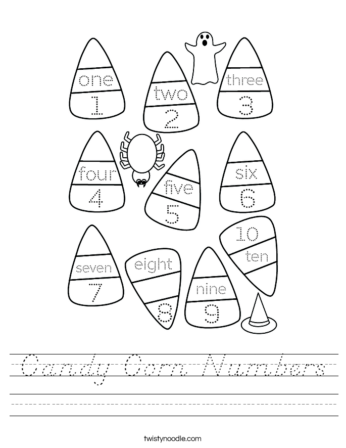 Candy Corn Numbers Worksheet