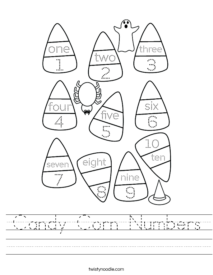 Candy Corn Numbers Worksheet