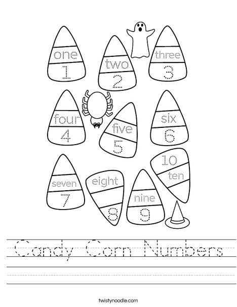 Candy Corn Numbers Worksheet