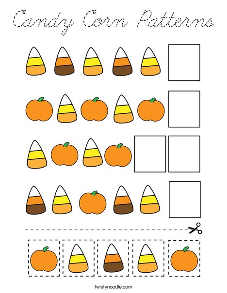 Candy Corn Patterns Coloring Page