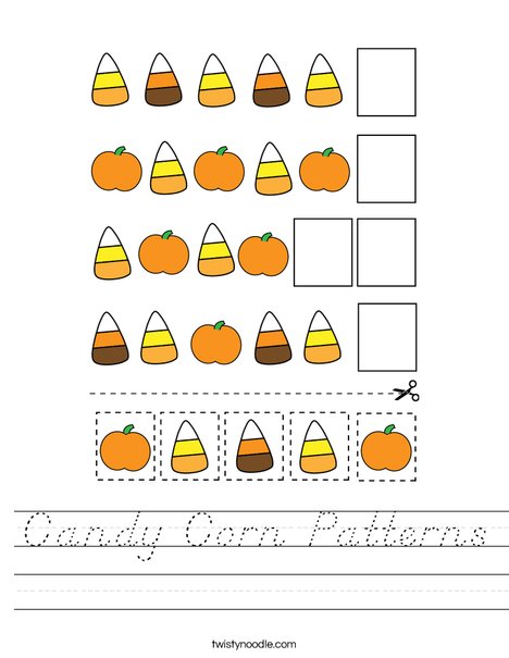 Candy Corn Patterns Worksheet