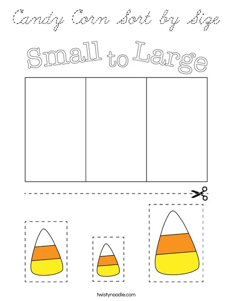 Candy Corn Sort by Size Coloring Page