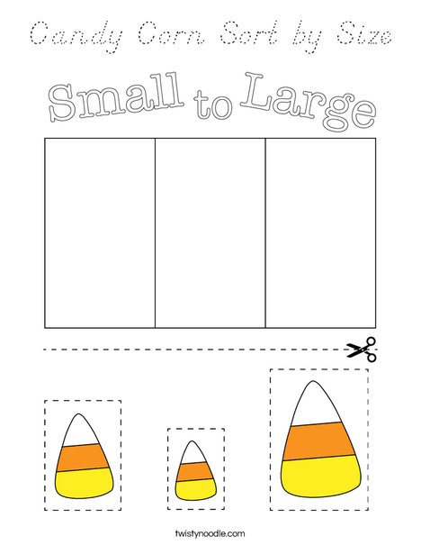 Candy Corn Sort by Size Coloring Page