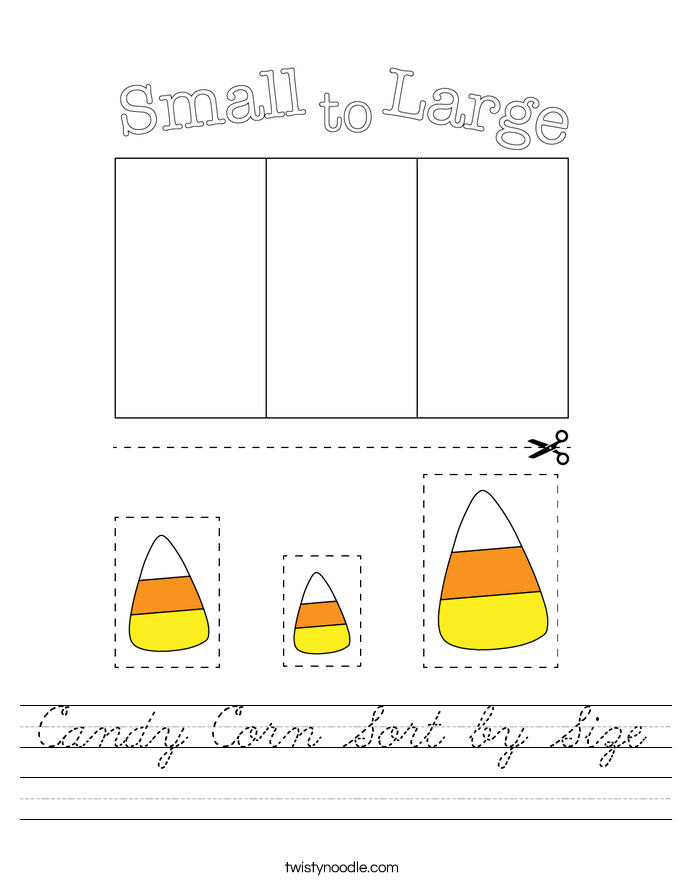 Candy Corn Sort by Size Worksheet