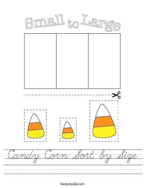Candy Corn Sort by Size Worksheet