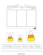 Candy Corn Sort by Size Handwriting Sheet