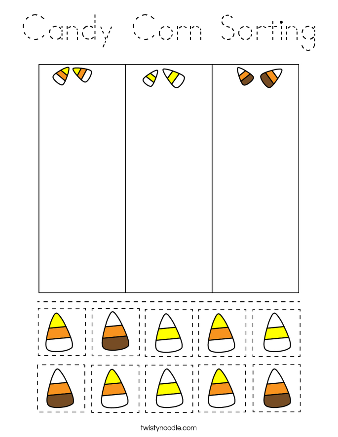 Candy Corn Sorting Coloring Page