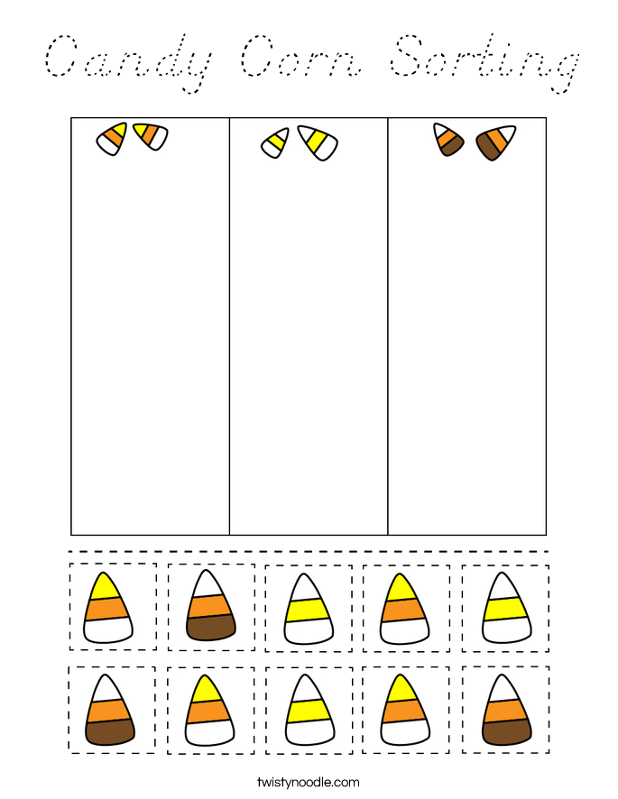 Candy Corn Sorting Coloring Page