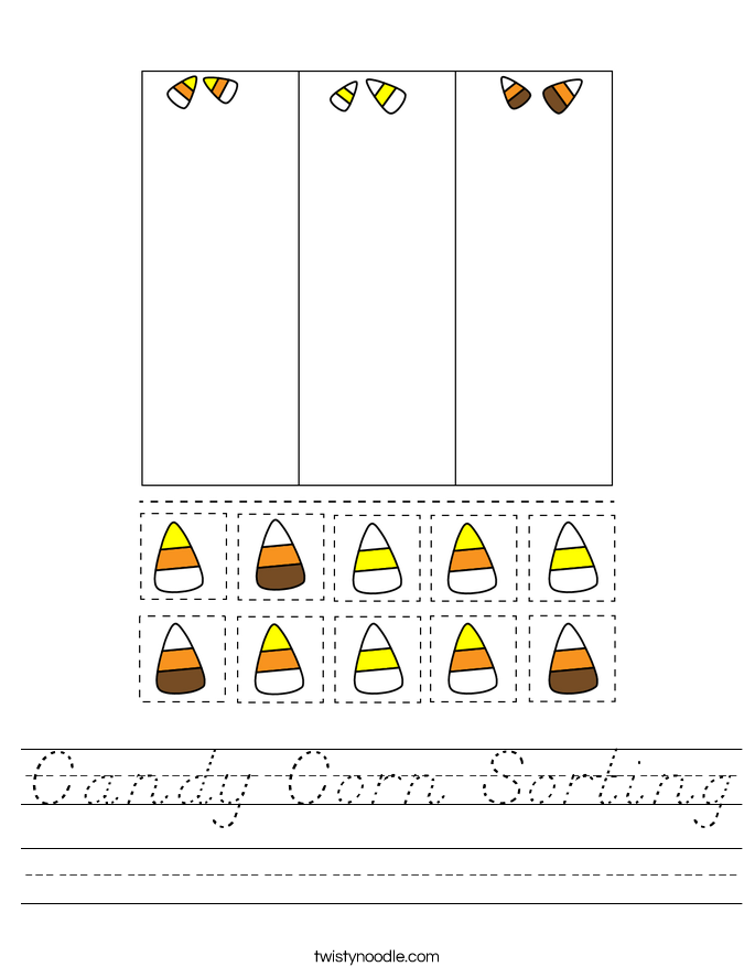 Candy Corn Sorting Worksheet D #39 Nealian Twisty Noodle