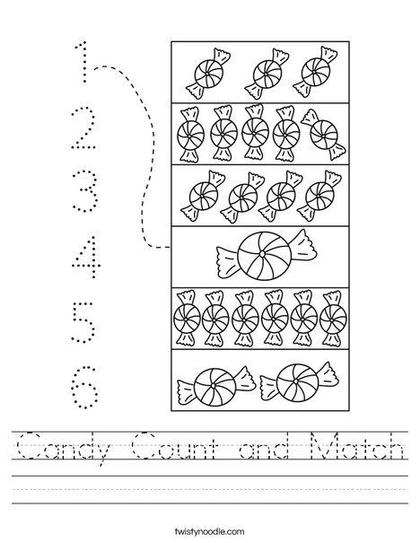 Candy Count and Match Worksheet