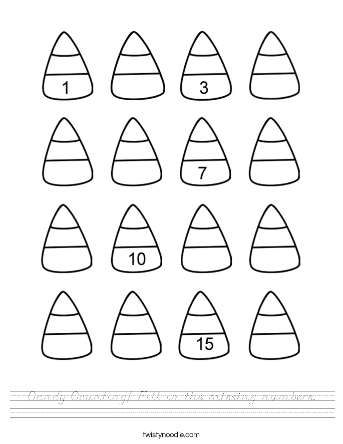 Candy Counting! Fill in the missing numbers. Worksheet