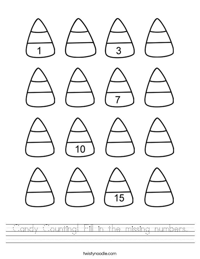 Candy Counting! Fill in the missing numbers. Worksheet