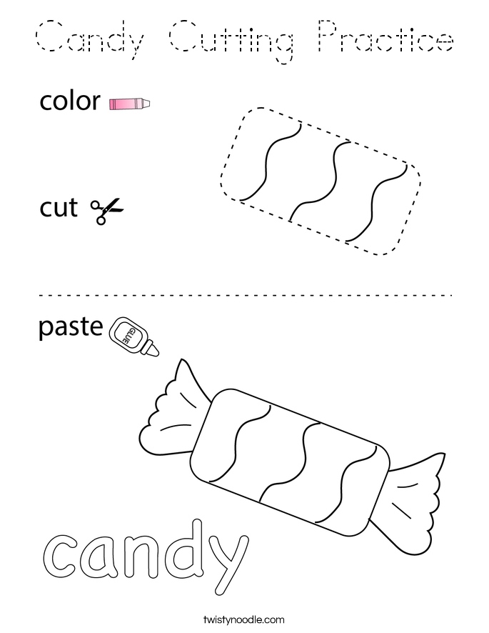 Candy Cutting Practice Coloring Page