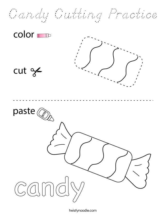 Candy Cutting Practice Coloring Page