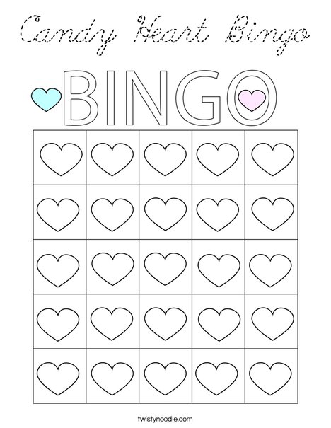 Candy Heart Bingo Coloring Page