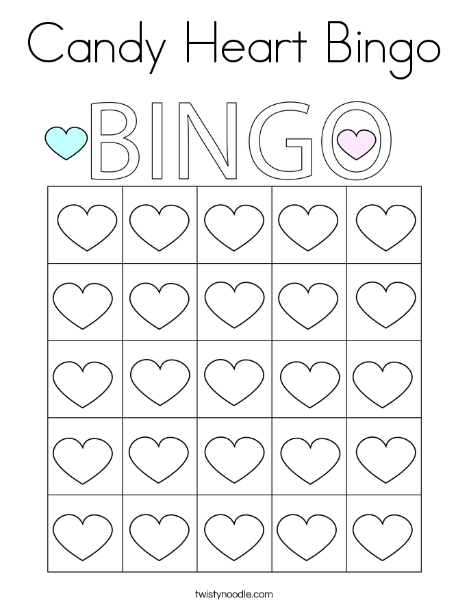 Candy Heart Bingo Coloring Page