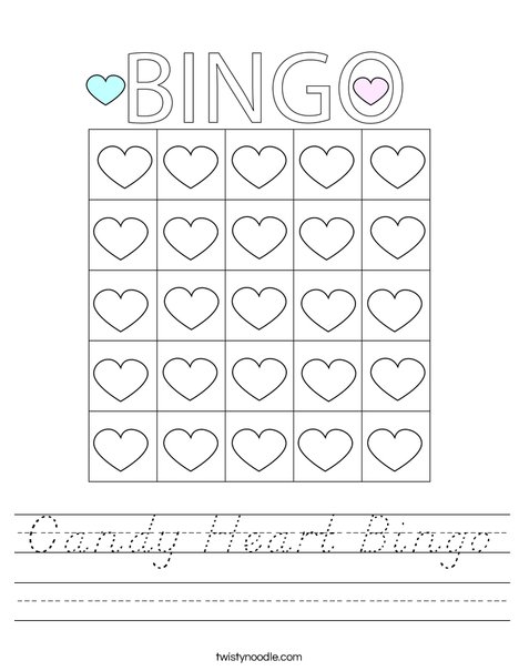 Candy Heart Bingo Worksheet