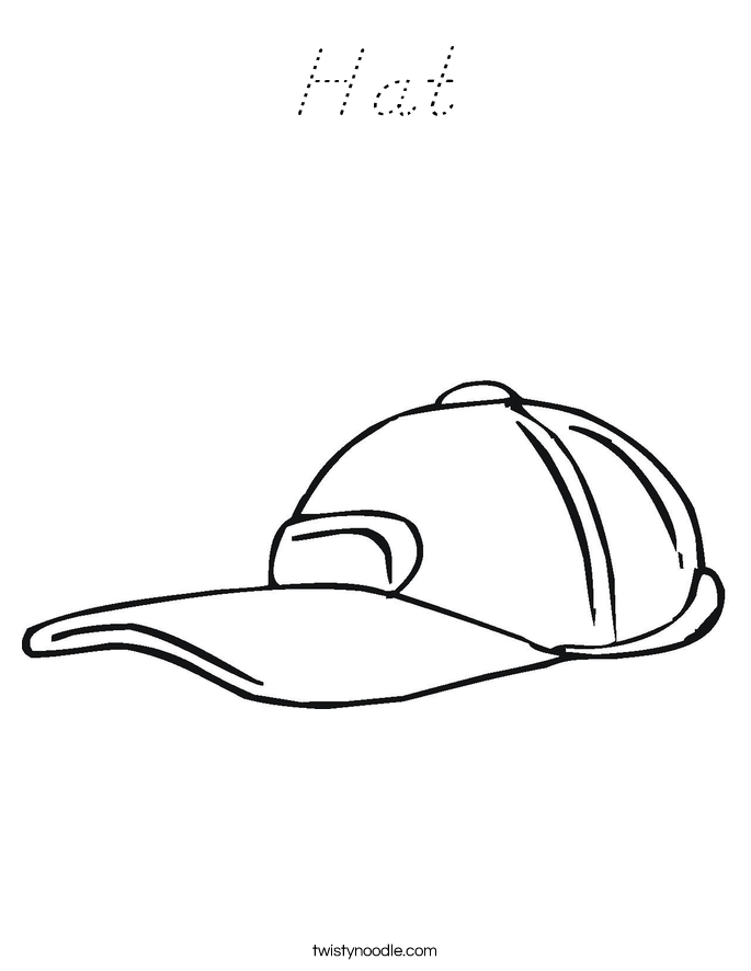 Hat Coloring Page - D'Nealian - Twisty Noodle