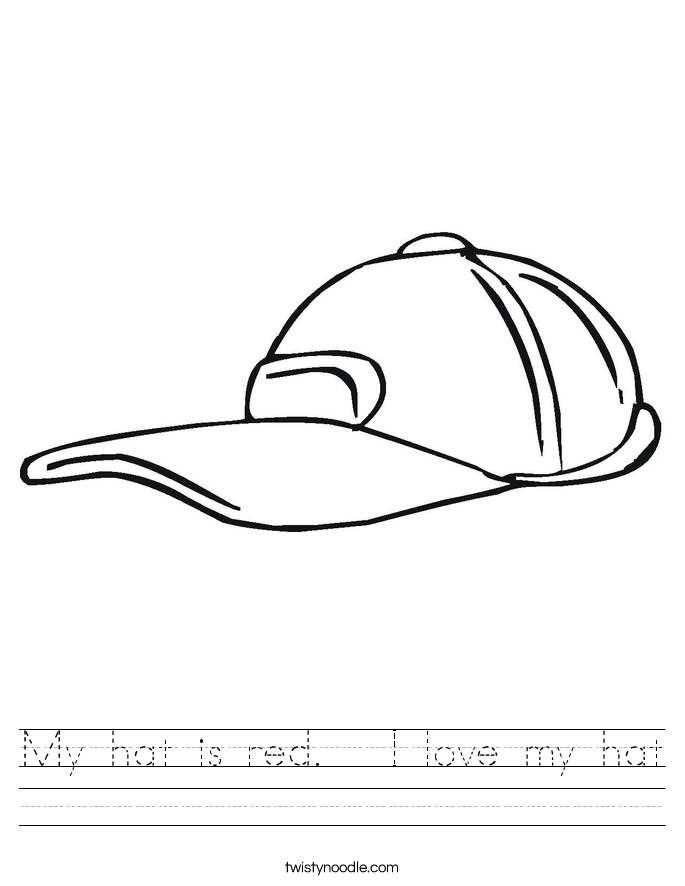 My hat is red.   I love my hat Worksheet