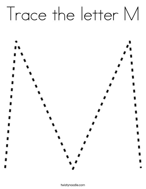 Trace the letter M Coloring Page - Twisty Noodle