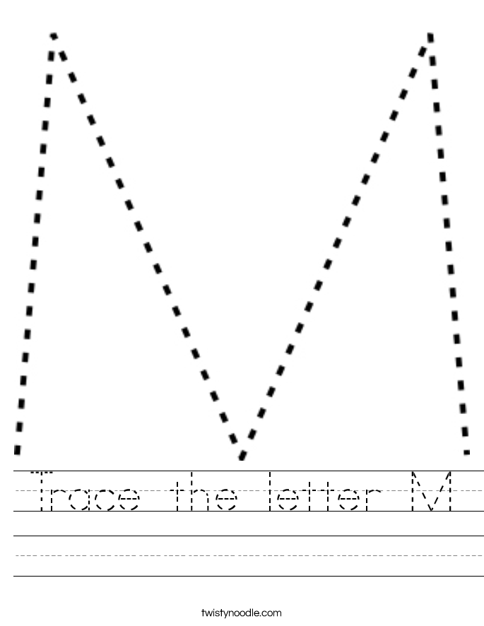 trace the letter m worksheet twisty noodle