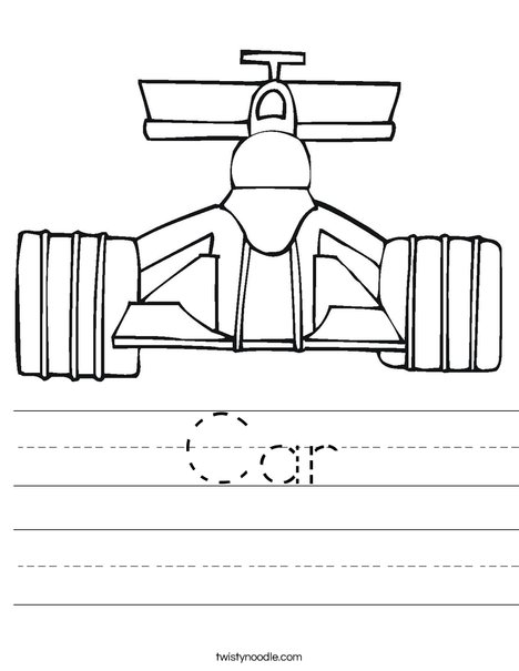 Race Car Worksheet