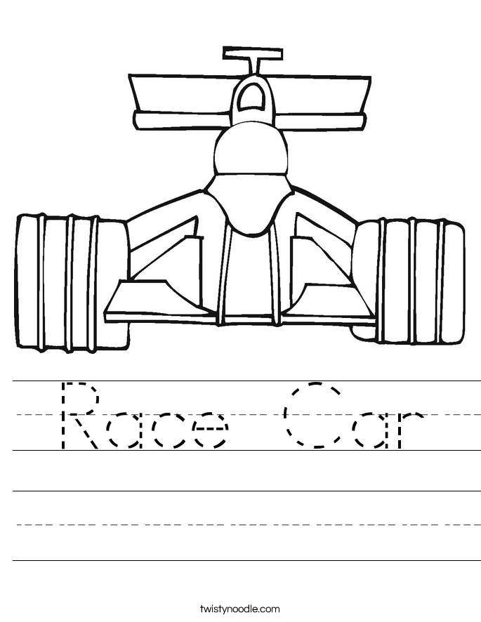 Race Car Worksheet
