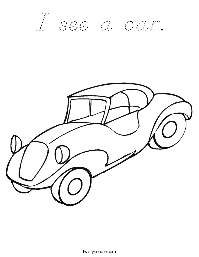 I see a car. Coloring Page