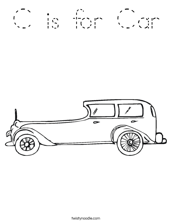 C is for Car Coloring Page