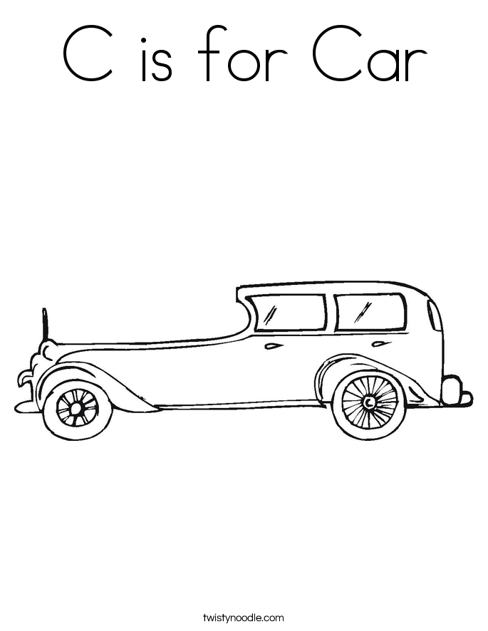 C is for Car Coloring Page