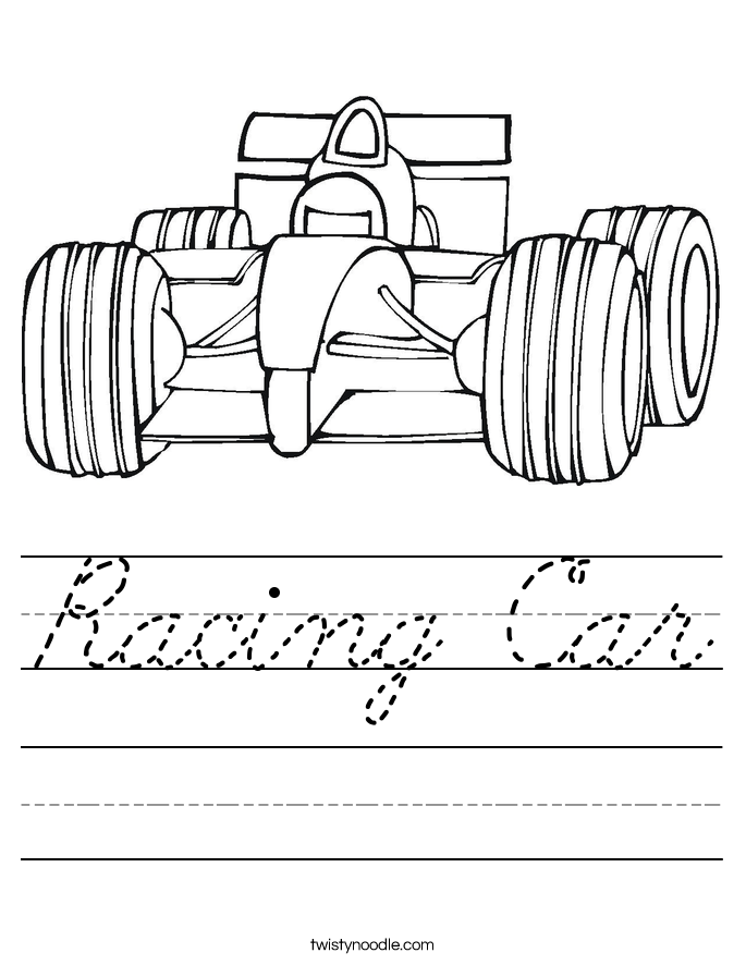 Racing Car Worksheet