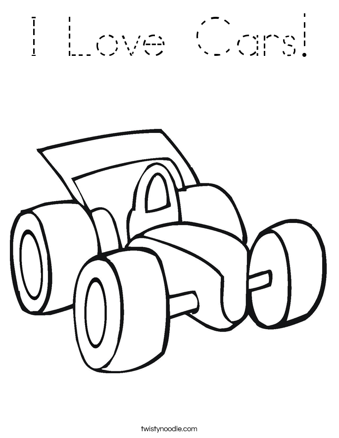 I Love Cars! Coloring Page